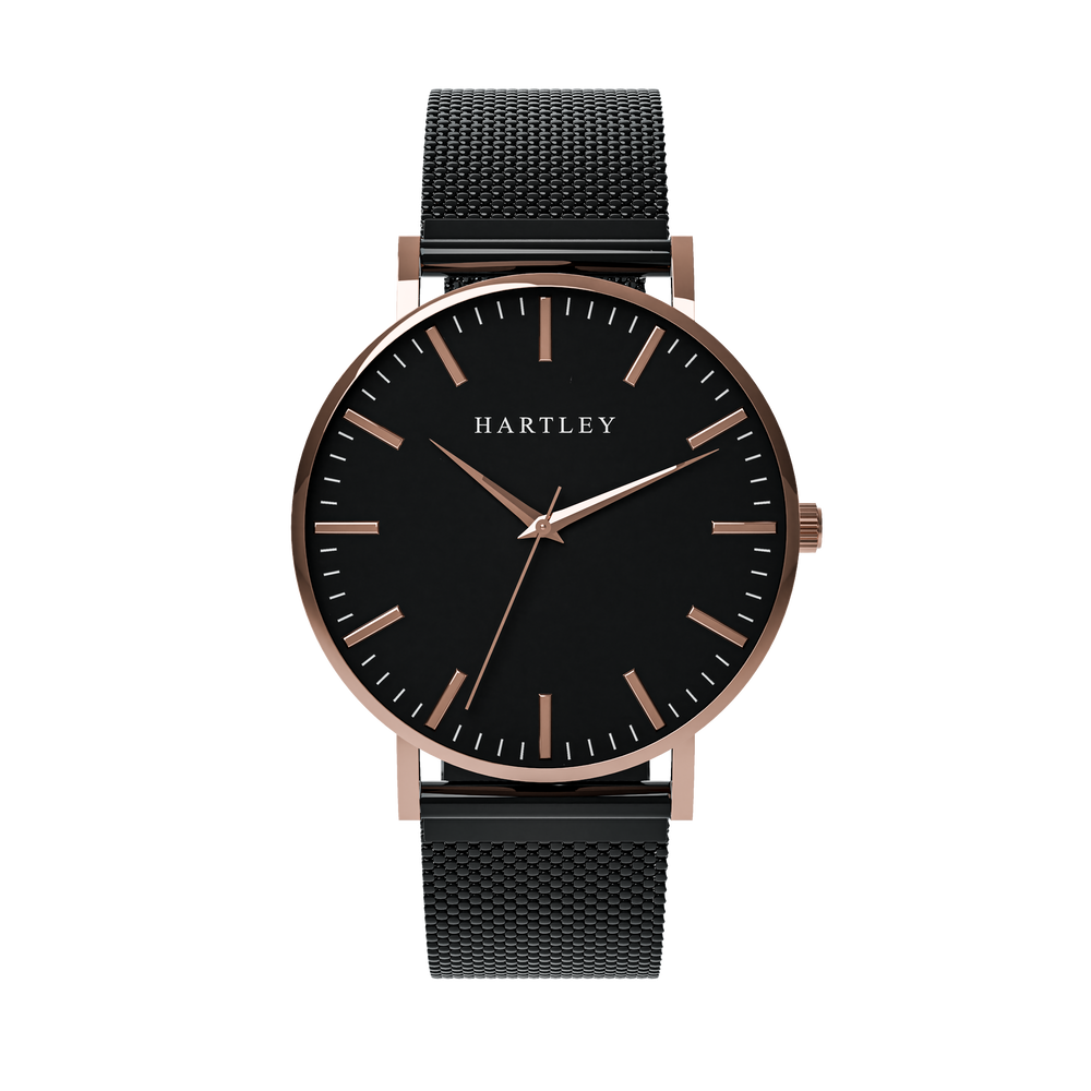 Heritage Rose Gold Black Dial with Black Mesh