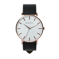 Heritage Rose Gold White Dial with Black Leather