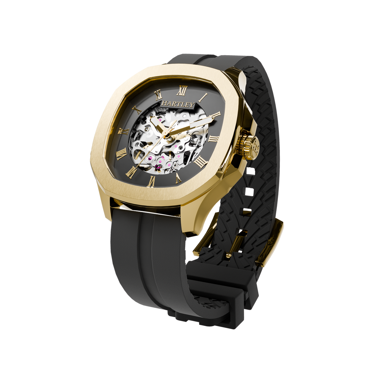 HARTLEY LEGACY GOLD BLACK SILICONE ANGLED VIEW