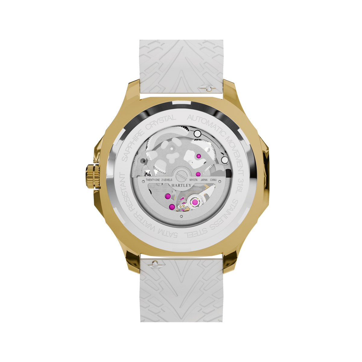 HARTLEY LEGACY GOLD WHITE SILICONE BACK VIEW